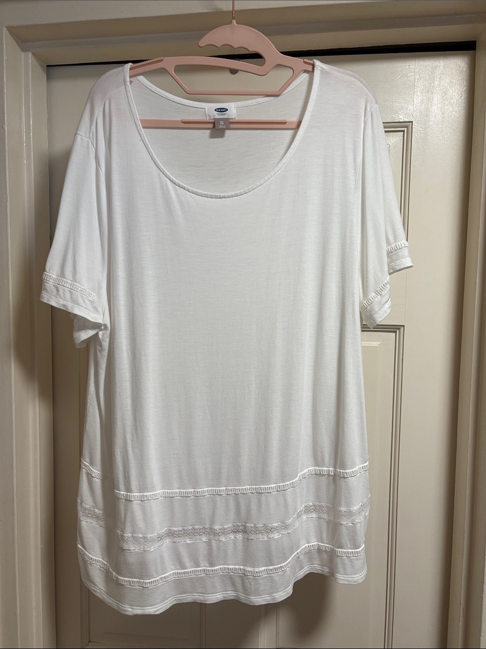 Old Navy White Scoop Neck Tunic with Ladder Trim